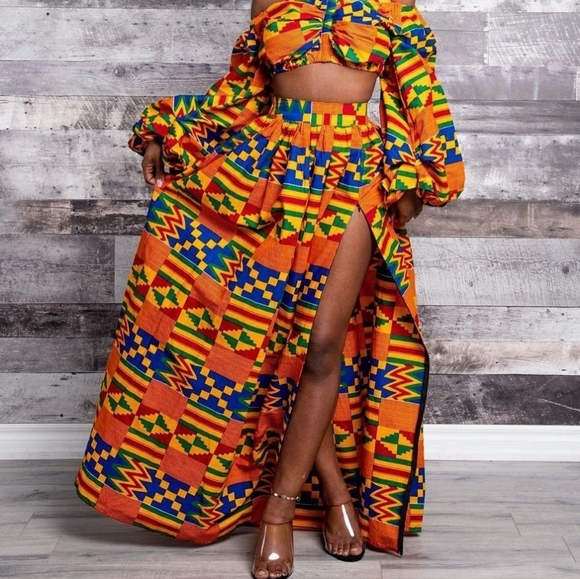 NWT OFUURE African Print Maxi Skirt - Picture 9 of 10